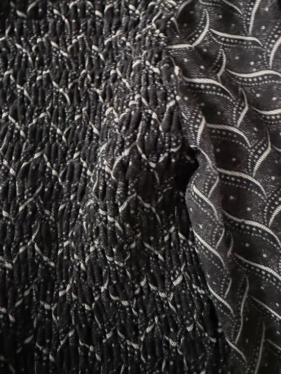 Anthropologie Black Smocked Square Neck Puff Sleeve Blouse XS Sheer Sleeve Top - Picture 3 of 5